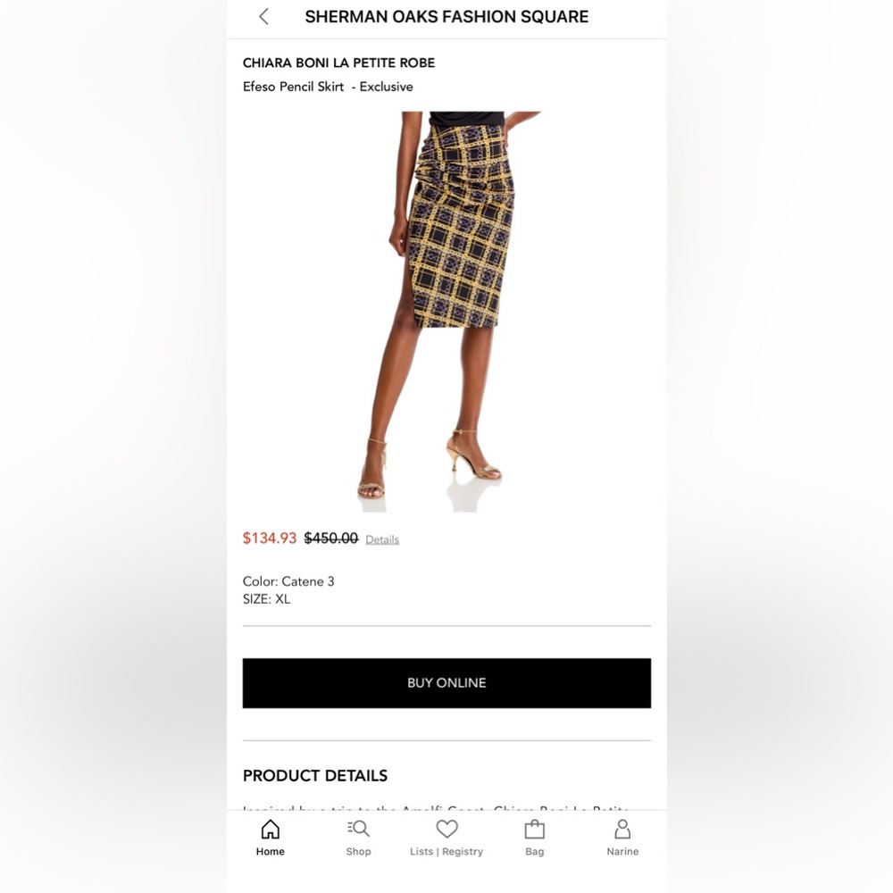Chiara Boni Gold and Black Plaid Pencil Skirt